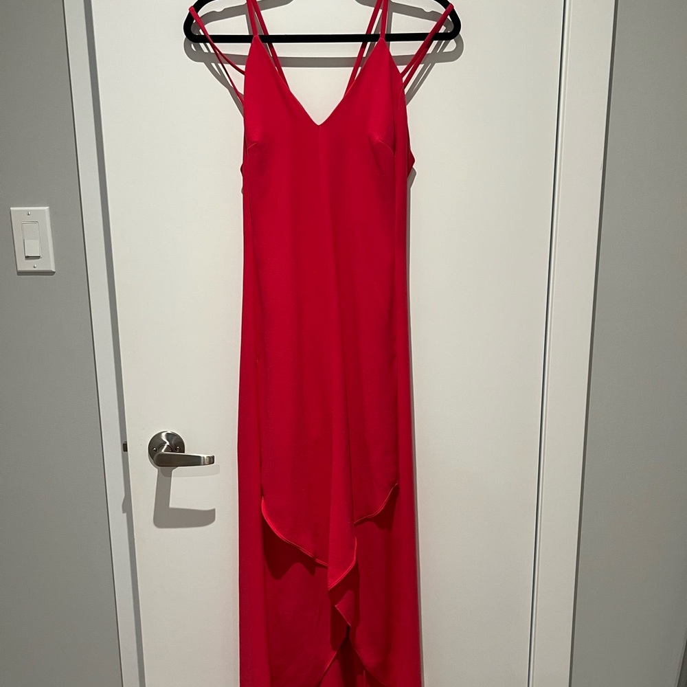 INTERMIX Pink Asymmetrical Ruffled Cocktail Dress - Picture 3 of 6